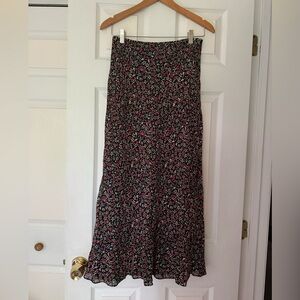 Ann Taylor Black floral Maxi A-Line Skirt